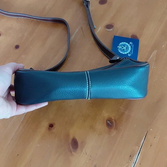 Nwt Vintage Medallion Navy and Brown Leather Crossbody Purse - Picture 4 of 12